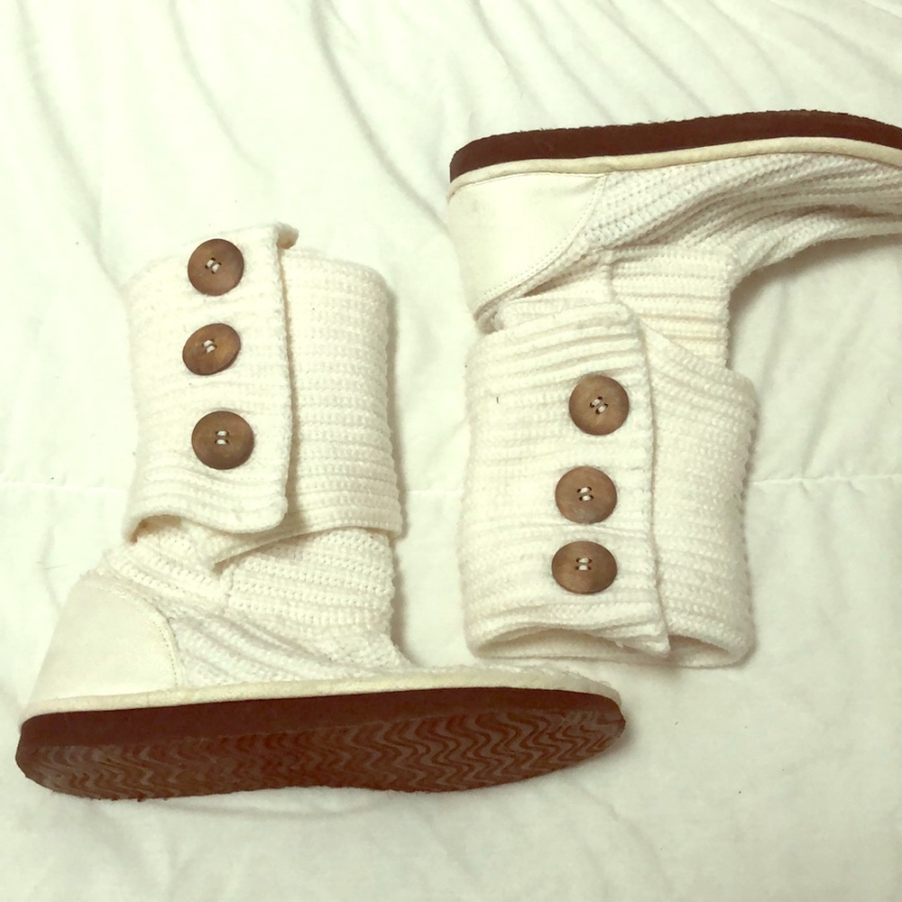 White Knit Boots